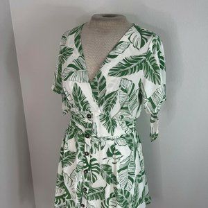Sienna Sky Palm leaf Mini Wrap Dress